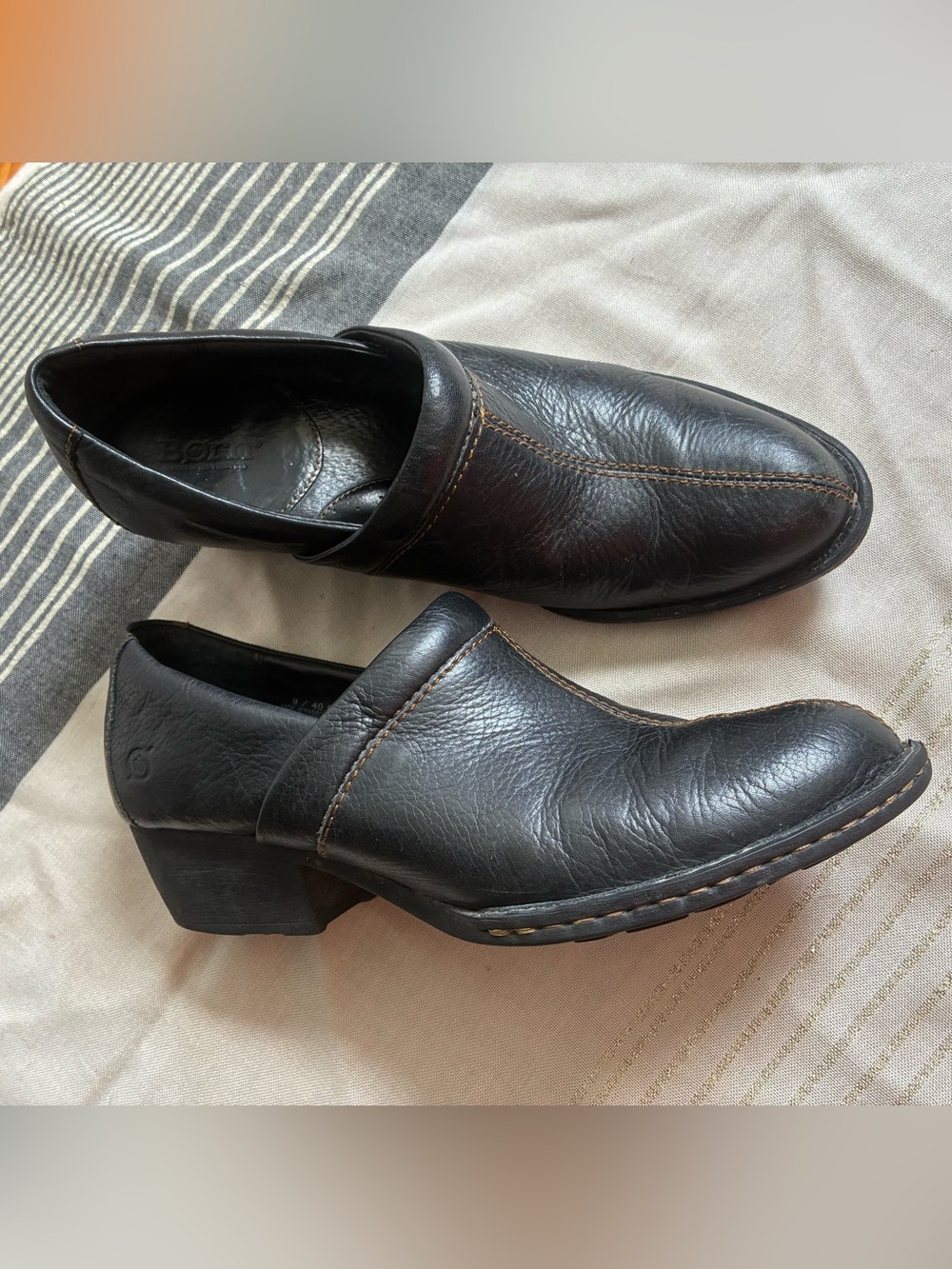 Born Kinney Black Leather Clog Booties